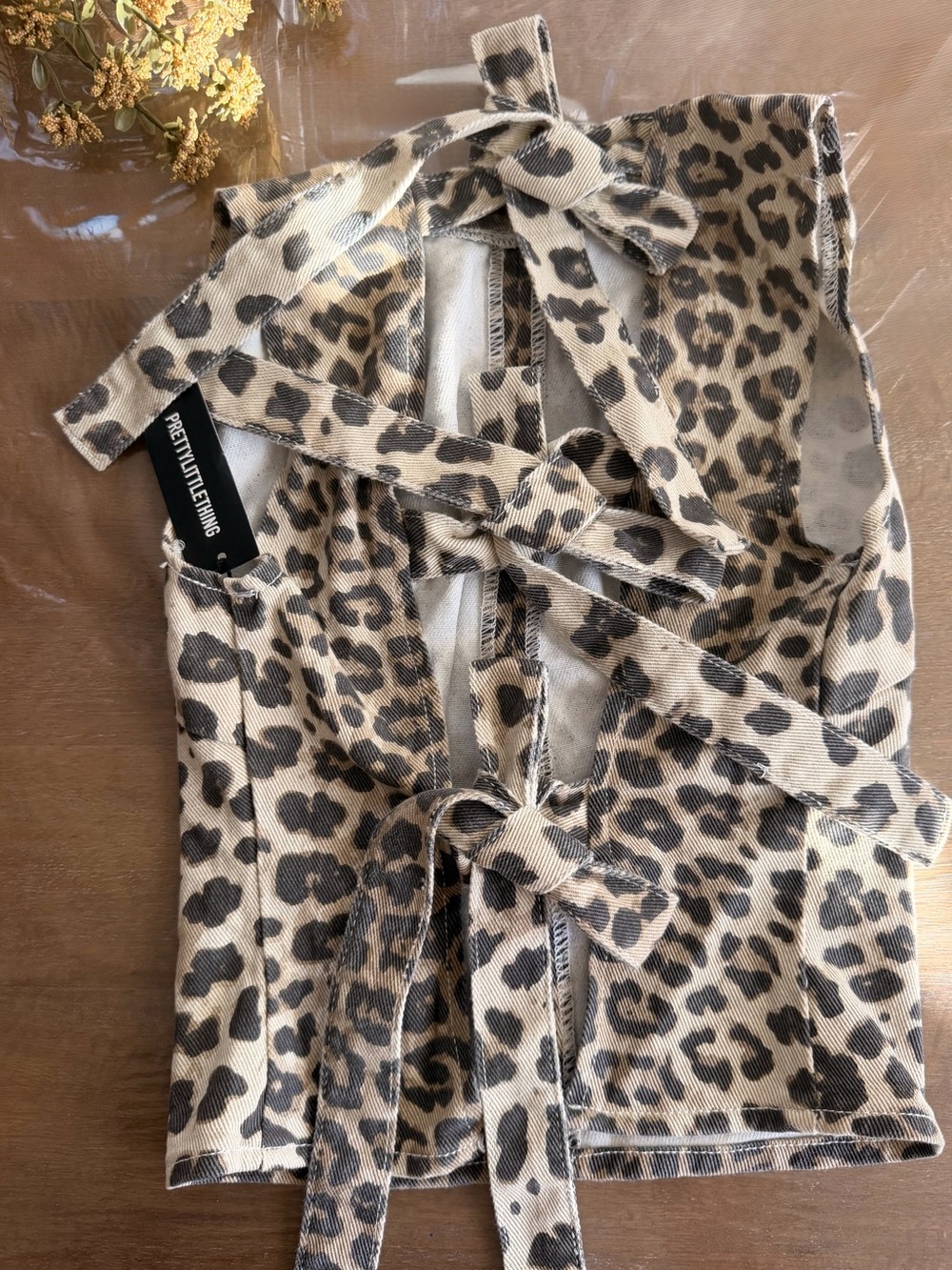 Pretty Little Thing - Leopard Print Toe Back Detail Sleeveless Denim Top - NWT